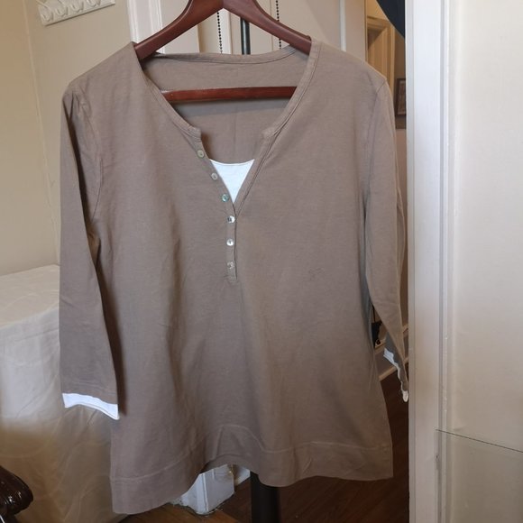 3/$20 Woolworth's 3/4 sleeve light brown top - Picture 1 of 5